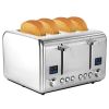 LED Screen Shows 4 Slice Toaster In Stainless Steel