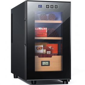 Intelligent Control Temperature Cedar Wood Low Noise Cigar Wine Refrigerator (Type: 23 L, Color: black)