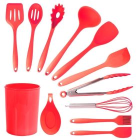 Cooking Baking 10 PCS Spatula Set High Heat Resistant Kitchen Utensil Set (Type: Kitchen Tools 12 Pcs, Color: Red)