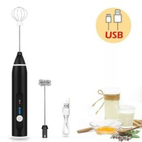 Milk Frother Drink Foamer Whisk Mixer Stirrer Coffee Eggbeater Kitchen (Type: Frother, Color: Black A)