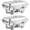 9 Quart 2 Packs Chafing Dish Chafer Dishes Buffet Set Stainless Steel Rectangular Chafing Dish Set