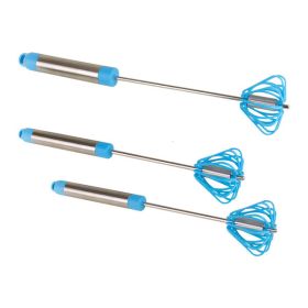 Home Commercial Rotating Turbo Push Self Turning Whisk Mixer Milk Frother 3-Pack (material: stainless steel, Color: Blue)