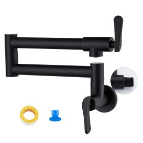 2-Handle Folding Arms 360Â°  Rotatable Joints Commercial Kitchen Faucet (Type: Kitchen Faucet, Color: Matte Black)