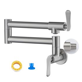 2-Handle Folding Arms 360Â°  Rotatable Joints Commercial Kitchen Faucet (Type: Kitchen Faucet, Color: Stainless)