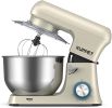 Stand Mixer, KUPPET Stainless Steel Mixer 6.5-QT, kitchen Mixer 6-Speeds Tilt-Head Food Mixer with Dough Hook, Wire Whip & Flat Beater, Splash Guard f