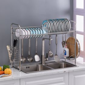 Stainless Steel Single Layer, Inner Length 90cm Kitchen Bowl Rack Shelf (Color: Silver)