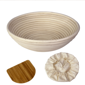 11-Inch Round Banneton Bread Proofing Baskets | With Dough Scraper and Liner (Set: Set of 1)