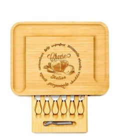 Kitchen Natural Bamboo Cutting Board Bamboo Cheese Board Set (Color: Natural, size: 17.5 In)