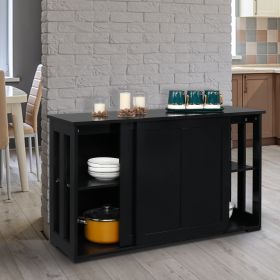 Double Sliding Door Sideboard Porch Cabinet --YS (Color: black)