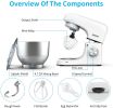 KUPPET Stand Mixer, 8-Speed Tilt-Head Electric Food Stand Mixer with Dough Hook, Wire Whip & Beater, Pouring Shield, 4.7QT Stainless Steel Bowl RT