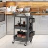 Multifunction 3-Tier Utility Storage Cart Metal Rolling Trolley W/ DIY Pegboard Baskets