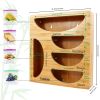 Ziplock Bag Organizer for Drawer; Bamboo Baggie Organizer; Plastic Wrap Dispenser ; Storage Bag Organizer Suitable Gallon; Quart; Sandwich&Snack Bag;