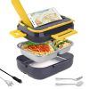 1.5L 40W Electric Heating Lunch Box Food Warmer Stainless Steel Container Portable Food Heat Up for Office Home Car