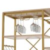 Kitchen Shelf Microwave Oven Rack Board with 6 Hooks and 4 Removable Stop Wheels, Suitable for Kitchen/Home Office/Bathroom (Brown)