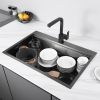 Aqucubic Gunmetal black handmade 16 Gauge 304 Stainless Steel Top Mount Single Bowl Kitchen Sink with ledge