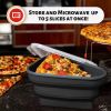 Reusable Pizza Storage Container with 5 Microwavable Serving Trays - Adjustable Pizza Slice Container to Organize & Save Space - BPA Free, Microwave,