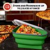 Reusable Pizza Storage Container with 5 Microwavable Serving Trays - Adjustable Pizza Slice Container to Organize & Save Space - BPA Free, Microwave,