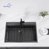 Aqucubic Gunmetal black handmade 16 Gauge 304 Stainless Steel Top Mount Single Bowl Kitchen Sink with ledge