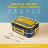 1.5L 40W Electric Heating Lunch Box Food Warmer Stainless Steel Container Portable Food Heat Up for Office Home Car