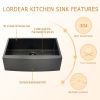 Lordear Stainless Steel Framhouse Kitchen Sink Gunmetal Matte Black Farm Sink