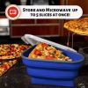 Reusable Pizza Storage Container with 5 Microwavable Serving Trays - Adjustable Pizza Slice Container to Organize & Save Space - BPA Free, Microwave,